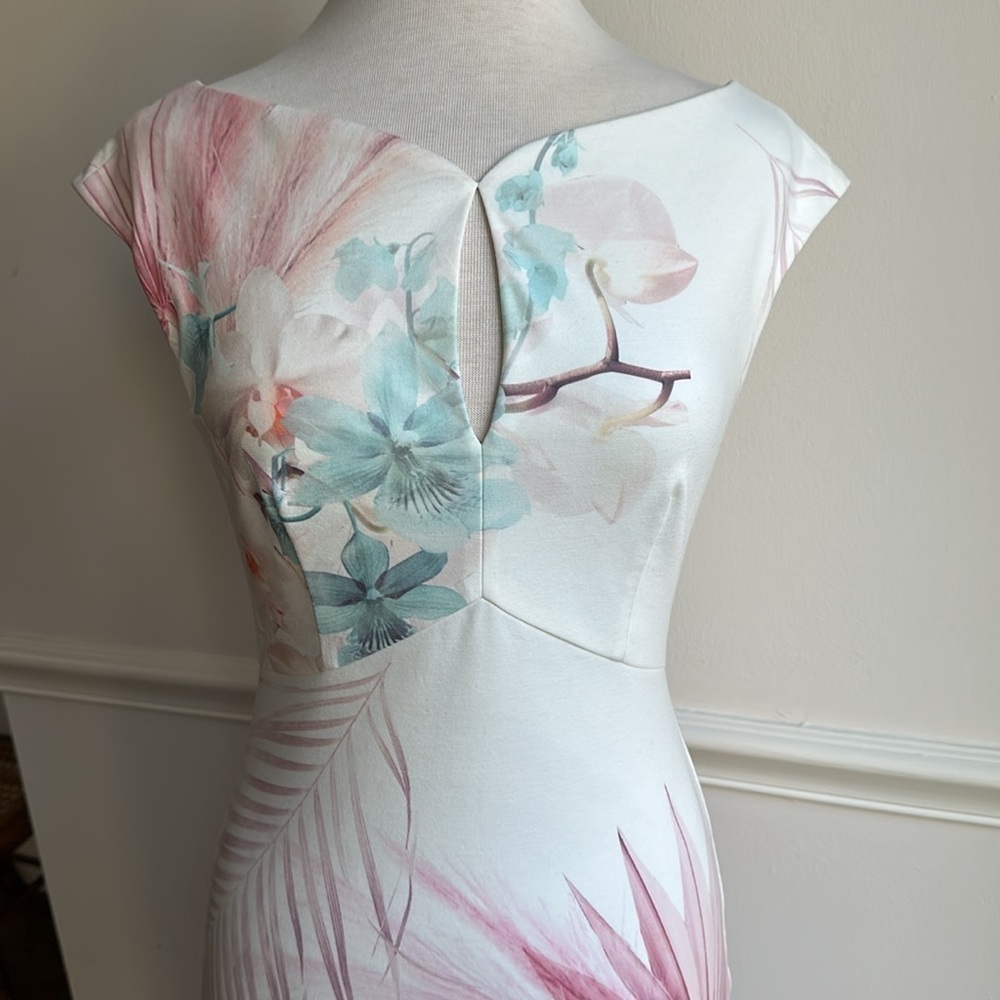 Ted Baker Serendipity Floral Print Sheath Dress Elegant Sleeveless Dress Size 1 - Picture 4 of 11
